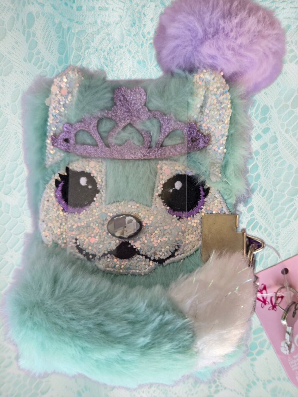 Claire's Puppy Princess Plushy Mini Diary with Pompom Pen Kawaii Cute Art Notes
